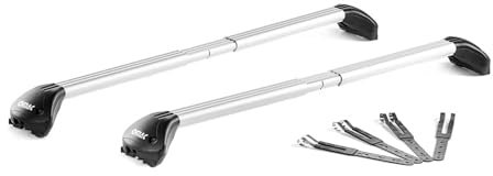 OMAC Dachträger Grundtäger kompatibel mit Audi A4 B5 B6 B7 Avant 1995-2008 5 tür Aluminium ABE 100kg Silber 2tlg Offene Reling für Fahrradträger, Dachboxen, Skiträger Schwerlast-teleskopisch