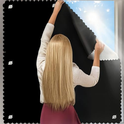 QaZanteiar Dachfenster Rollo, Schwarz B96×H93cm, Dachfenster Verdunkelungsrollo, Dachfenster Rollo Ohne Bohren, Einfache Montage, Verdunkelung Dachfenster Rollo für Velux-Dachfenster S06 / 606