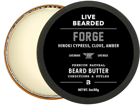 Live Bearded® Beard Butter, Forge, Hinoki Cypress, Clove, Amber, 3 fl oz