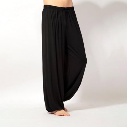 Pantaloni estivi in poliestere per Kung Fu Tai Chi per arti marziali perfetti per l'allenamento (2XL nero)