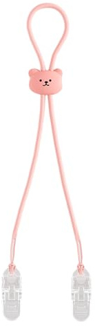 Pinza per tovagliolo regolabile, clip per bavaglini – pinze per bavaglino per da collo con motivo orso dei cartoni animati, per tovagliolo portatile, collana con cordino per catena per