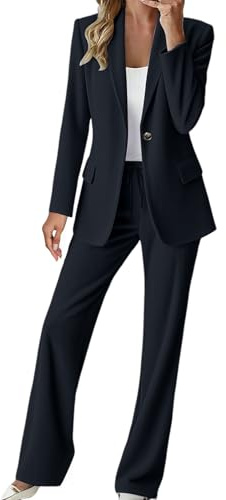 Richymfa Completo da Donna da Cerimonia Estivo Eleganti Tailleur con Pantalone da Donna Aperto Davanti e Lavoro Completa Maniche Lunghe Completi di Pantaloni Elegante con Completo Pantalone/Gonna