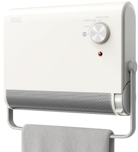Heizlüfter Energiesparender für Badezimmer, Sandrem 2000W Wandheizlüfter für ca.30㎡,tragbare Keramik-Lüfterheizer,Trocknet Kleidung mit Thermostat,Kaltluft- & Warmluft-modus,Überhitzungs- & Kippschutz