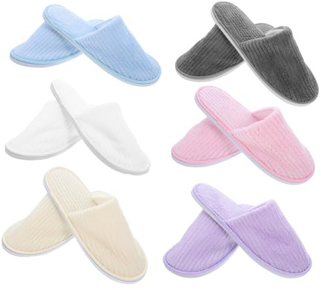 BESPORTBLE 6 par hotelltofflor halkfria korall fleece stängd tå tvättbara spatofflor för gäster unisex husskor paket med vadderade mjuka varma inomhusskor för resor och hem