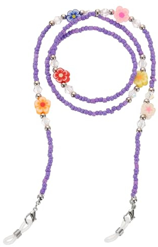 QUARKZMAN Collana Per Occhiali Con Perline, Collana Per Occhiali Fiore Fermaocchiali Fascia Portaocchiali Da Collo Catene Per Occhiali Da Sole Per Donne Ragazze, Viola