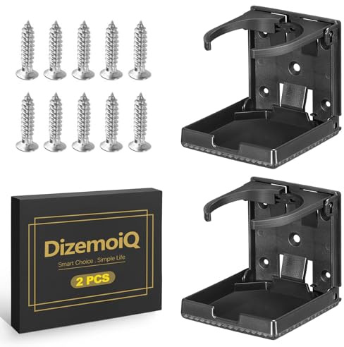 DizemoiQ 2 Stück Universal Klappbarer Getränkehalter Verstellbar 60-100mm Becherhalter für Boot Auto Wohnmobil LKW Schwarz