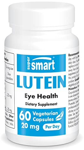 Lutein 20mg - Salute oculare - Supporta la funzione visiva - Estratto di calendula standardizzato al 25% di luteina libera - Antiossidante - Vegano - Senza OGM - Supersmart