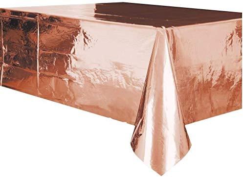 Unique Party Supplies 53273 Kunststoff-Tischdecke - 2,74 m x 1,37 m - Roségold-Folie