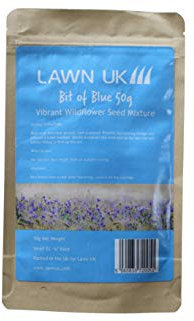 Bit of Blue Wildflower Seed Mix Lawn UK - 50g - 20sqm Coverage - Throw & Grow - Includes Cornflower, Morning Glory & More