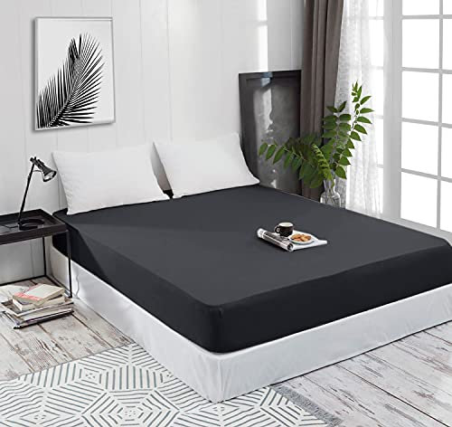 Spannbettlaken Jersey Spannbetttuch 100% Baumwolle Bettlaken Spannbettuch Laken 28 Farben, Größe:120 x 200 cm, Farbe:Antrazit