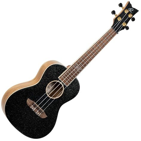 Ortega Guitars Konzert Ukulele Akustisch – Element Series – Inklusive Gigbag – Fichte, Schwarz (RUEL-MBK)