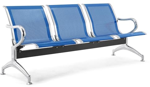 Giordanoshop Panca per Sala Attesa 3 Posti in Acciaio da Ufficio Tosini Blu