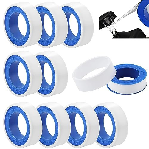 PINNKL 10 Stück PTFE Dichtband PTFE Band Gewinde Dichtungsband Teflonband Gewindedichtband PTFE Tape für Plumbing Gelenk für Pool, Küche, Industrie