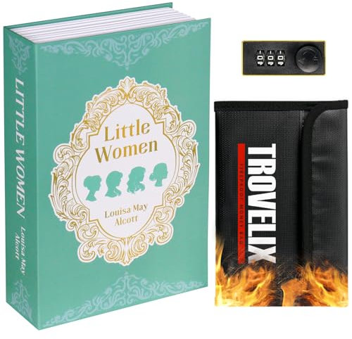 Buchtresor mit Zahlenschloss, versteckter Safe (9,5 x 6,2 x 2,2 Zoll) mit feuerfester Tasche, geheimer Umleitungssafe, hohle Buchbox versteckte Aufbewahrung, Geldtresor für Bargeld (kleine Frauen)