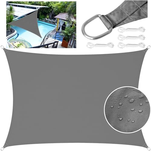 LEcylankEr Vela Ombreggiante Impermeabile, Vela Ombreggiante Anti UV, Tenda a Vela per Esterno, Adatto per Giardini/Terrazze/Piscine (3 * 4M, Grigio scuro)