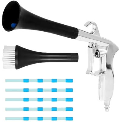 POFIBO Druckluft Reinigungspistole Trocken Ausblaspistole für Kompressor 6-9 Bar Druckluftpistolen mit ergonomischem Handgriff, mit 5 Schlauch, 1 Trichter und 1 Trichter mit Bürste, druckluft zubehör