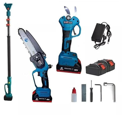 Kit Potatura elettrosega oliatore Forbice Cesoia a Batteria con Asta Telescopica