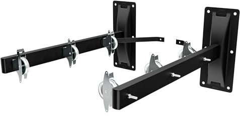 Amig - Stendibiancheria Fisso da Parete - Stendino a Due Bracci - 6 Pulegge in Acciaio Inox - Supporta Grande Capacità di Abiti Bagnati - 46x8x18cm