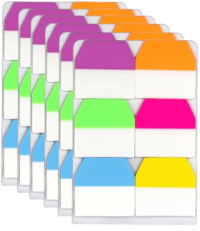 5 Pack 500 Pcs Writable Transparent Page Markers Tabs, Multi-Colour Sticky Tabs Set for Books, Folders and Files, Ideal for Indexing, Note-Taking, and Study Organisation at School or Office