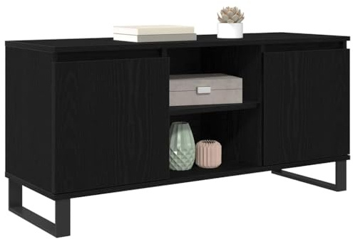 vidaXL TV-Schränk Schwarz Eichen-Optik 104 x 35 x 50 cm Holzwerkstoff, Moderner rechteckiger TV-Unterschrank, langlebige Medienablage, stylische Wohnzimmer-Deko, minimalistisches Design