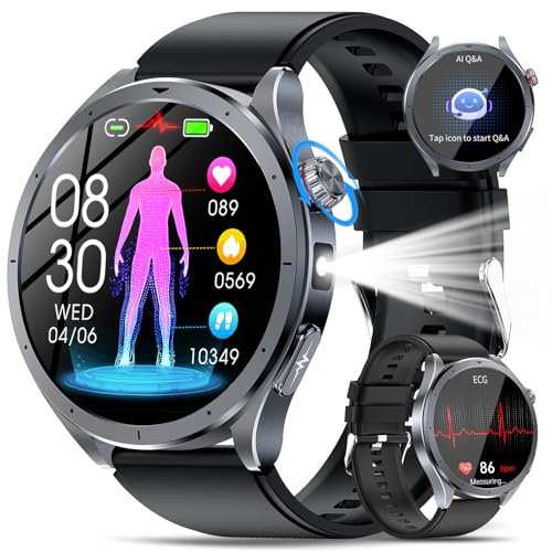YUPENG 2026 Nuovo AI Smartwatch Uomo ChatGPT ECG/HRV/Lipidi/Acido Urico/BMI, 1.53 Orologio Fitness Chiamate/Torcia, 24H Pressione Sanguigna/Sonno/Temperatura/Cardiofrequenzimetro/SOS, Android iOS