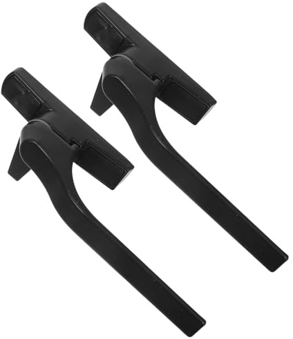 MAGICLULU Manija de Ventana Abatible Derecha Negra 2 Piezas, Accesorio para Ventanas Exteriores Pestillo Seguro y Mecanismo Antideslizante, Herraje para Puertas Corredizas de Reemplazo
