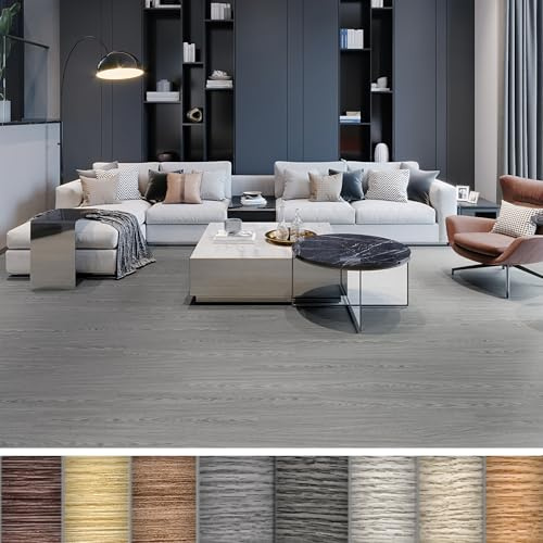YZNAHRE Vinylgolv vinyl laminat självhäftande plankor planka, 5 m² PVC golvbeläggning halkfri vattentät 36 stycken 2 mm tjock träkorn (grå)