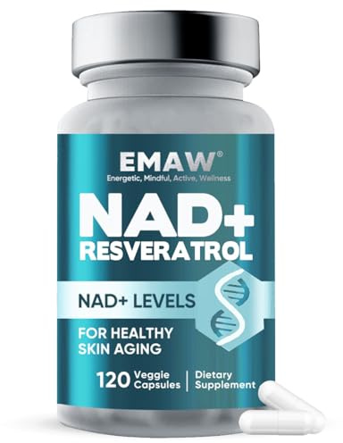 Nad+ 500mg & Resveratrolo Puro, Anti-Invecchiamento, 120 Capsule Vegetali
