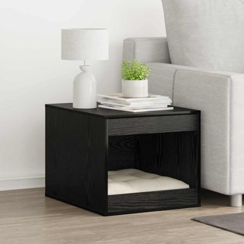 Mokuyary Enceinte pour Bac à Litière pour Chat Chêne Noir Salon | Maison de Toilettes pour Chats, Table Basse pour Chambre, Balcon