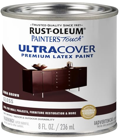 Rust-Oleum 1977730 Painter's Touch Latex Enamel Paint, Half Pint, Gloss Kona Brown, 8 Fl Oz (Pack of 1)