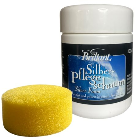 Brillant Silber-Pflegeschaum 200ml - Effektiver Reinigungsschaum für Silber und Versilbertes - Einfache & schnelle Anwendung - Reinigung & Politur