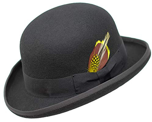 Borges & Scott Orwell Premium - Chapeau Melon - 100% Feutre de Laine - Noir 56cm