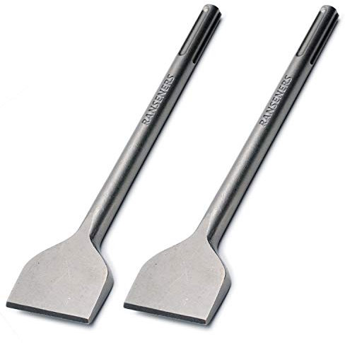 RANSENERS SDS-Max Fliesenmeißel 2er Set, Breiter Spatmeißel 300 x 75mm, Aus supergehärtetem Stahl