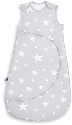 Snuz Baby Sleeping Bag with Nappy Zip - For Easy Nappy Changes, Super Soft Cotton Sleeping Bags with Perfect Fit Poppers, Meets British Safety Standard, White Star, 1 Tog 0-6M