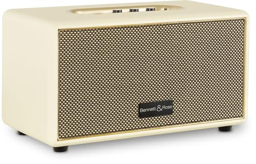 Bennett & Ross BB-860CW Blackmore Altavoz Retro Bluetooth con Aspecto de Cuero - Altavoz Vintage 2X 30W - Entrada USB con Reproductor MP3 - Toma de 3,5 mm Entrada Auxiliar - Crema