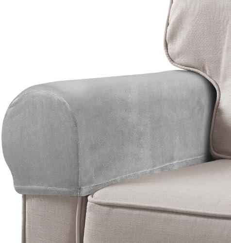 Homoyoyo Elastic Cover 2Pcs Stretch Armrest Covers Sofa Armrest Protector Chair Pillowcase Recliner Cushion for Recliner Armchair Couch Grey Sofa Armrest Cover（19.65x7.86x4.72inch）