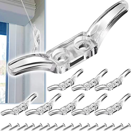 Schnurklampen für Jalousien, 8 Stück Rolloschnurwickler, Kunststoff transparente Rolloschnur Klampe mit Schrauben für Fenster, Jalousien, Vorhänge, Sonnenschutz, Seile