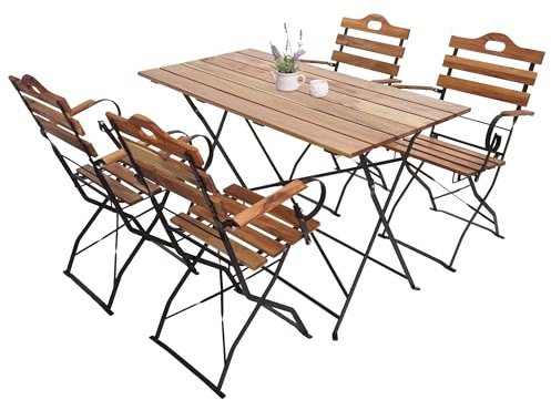 Mendler HWC-J40 - Juego de mesa plegable para jardín de cerveza, calidad gastronómica, certificado MVG, color natural
