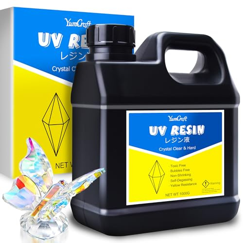 Resina UV - 1.000 g Resina Epossidica UV Trasparente Basso Odore per Creazione di Gioielli Resin, Artigianato in Resina, Pittura - Colla Resina UV Indurimento rapido per DIY Colate, Stampo