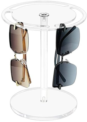 Estantería Para Gafas，Soporte Giratorio 360° Para Gafas Acrílico,Organizador de gafas de sol,Estante Giratorio Para GafaSol Con 3 Ranuras,organizador colgante de mesa,Estante para Gafas (Negro)