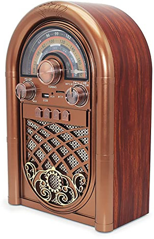 KEhtu Radio Vintage, Radio Retro Portátil De Onda Corta con Altavoz Bluetooth Y Juego TF, Cuerpo De Grano De Madera Retro, Cocina Al Aire Libre para Amigos del Hogar