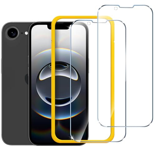 ivoler 2 Piezas Protector Pantalla para iPhone 16e/ iPhone SE 4(2025)/ iPhone 14/ iPhone 13/ iPhone 13 Pro 6.1 Pulgadas, Incluye Marco de Instalación Fácil, Cristal Vidrio Templado Premium