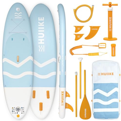 HUIIKE Paddle Gonflable Adulte avec Accessoires Inclus, Pagaie, Ailerons, Leash, Pompe. Stand Up Paddle Grande Stabilité et Résistance. Convertible en Kayak 305-365 cm, Supporte 130-170 kg