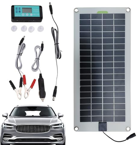 Caricatore a goccia del pannello solare - 30 W 12 V Pannello solare impermeabile Batteria per auto Mantenitore caricabatterie - Caricatore a goccia solare, spina e set di batterie con energia solare