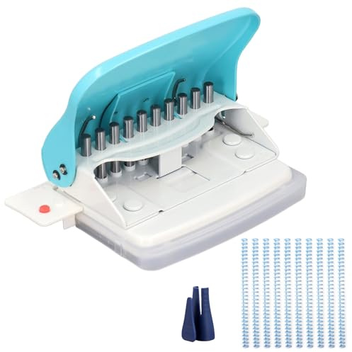 Paper Binding Machine, 10 Hole Manual Cinch Binding Machines Spiral Book Binder for A4 B5 A5 A7 A6 Coil Book Round Hole Puncher Spiral Binding Machine with 10 Pieces Plastic Binding Combs
