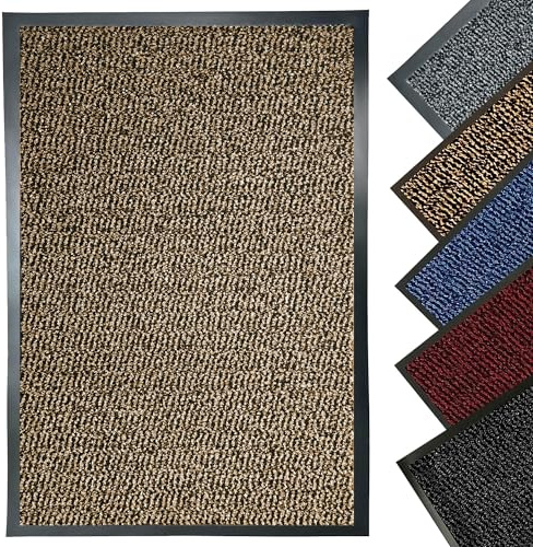LENAK Door Mats - Entrance Mat Barrier Hallway Runner Kitchen Rug, Non-Slip Dirt Trapper Rubber Back Washable Floor Mat, Dust Grabbing Indoor Outdoor Doormats (Brown, 50x80cm)