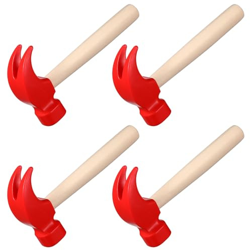 TOYANDONA 4pcs Wooden Hammer Toys Kids Simulation Hammering Toy Educational Pretend Play Construction Tools for Ages 3+