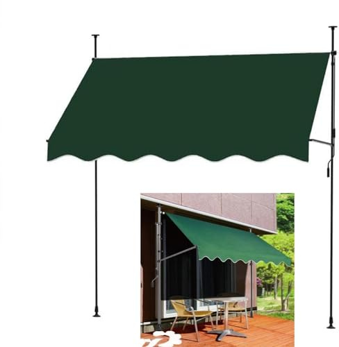 Justerbar balkongmarkis ingen borrning, solskydd och regnskydd, handvev 250 x 120 cm (grön) – enkel installation, perfekt för uteplats och terrass mångsidig