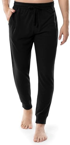 Fruit of the Loom Men's Jersey Knit Jogger Sleep Pant (1 and 2 Packs) Pajama Bottom, Black, M
