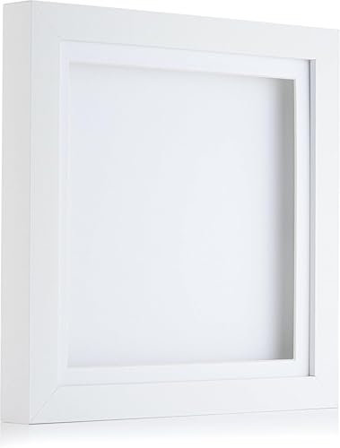 Boldon Framing White 3D Shadow Deep Box Photo Frame for Medal, Flower & Crafts Display. Cube Picture Frames. Size 14x11, White Mount